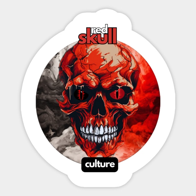 Red Skull Culture, Festival t-shirt, Unisex t-shirt, Skull tees, t-shirts with skulls, men's t-shirts, women's t-shirts, tees, gift ideas Sticker by Clinsh Online 